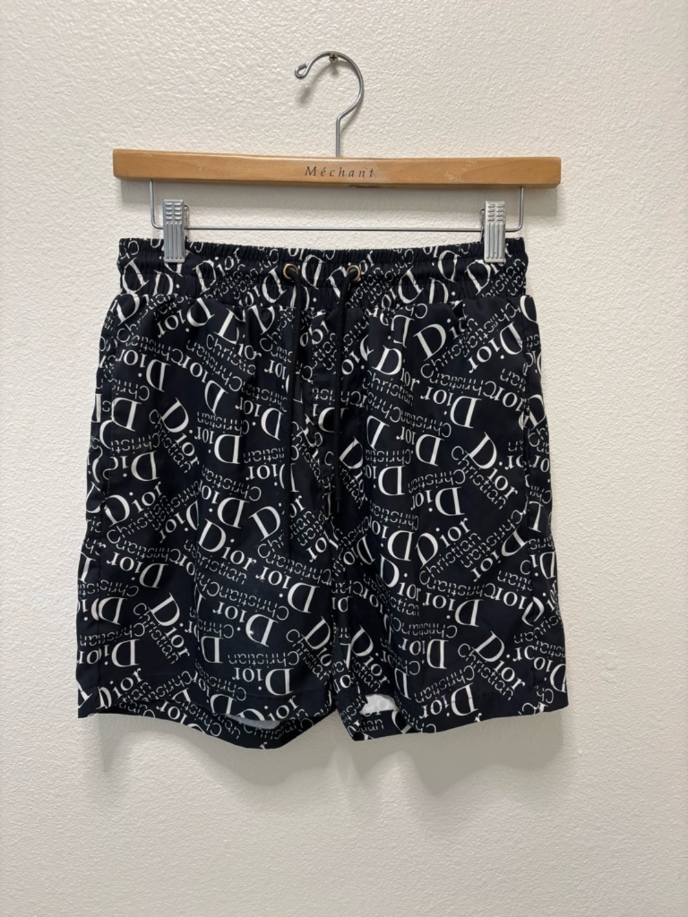 Dior Black and White Logo-Print Men's Athletic Shorts